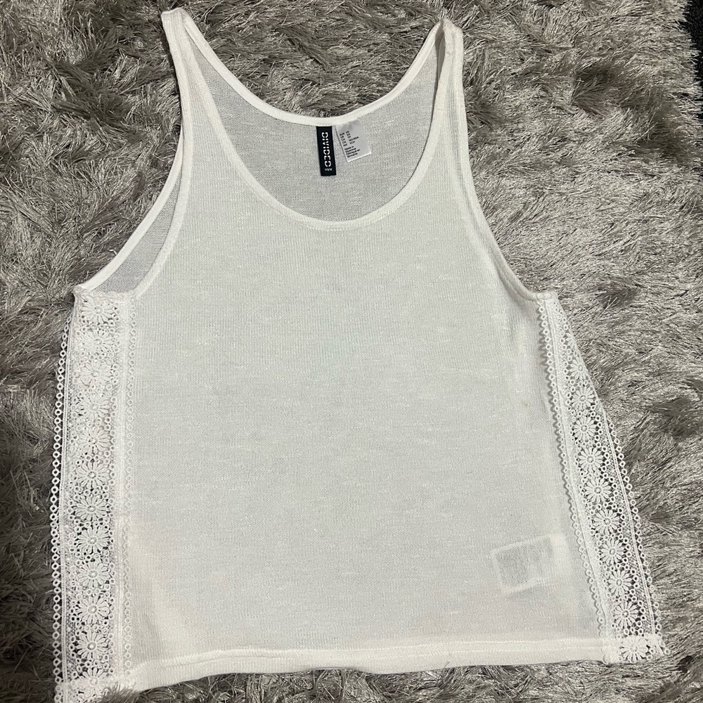 H&M XSmall women White blouse open on sides